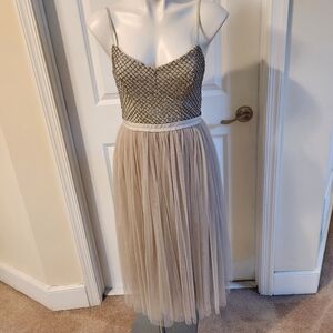 Needle & Thread evening silver/gray dress size 6